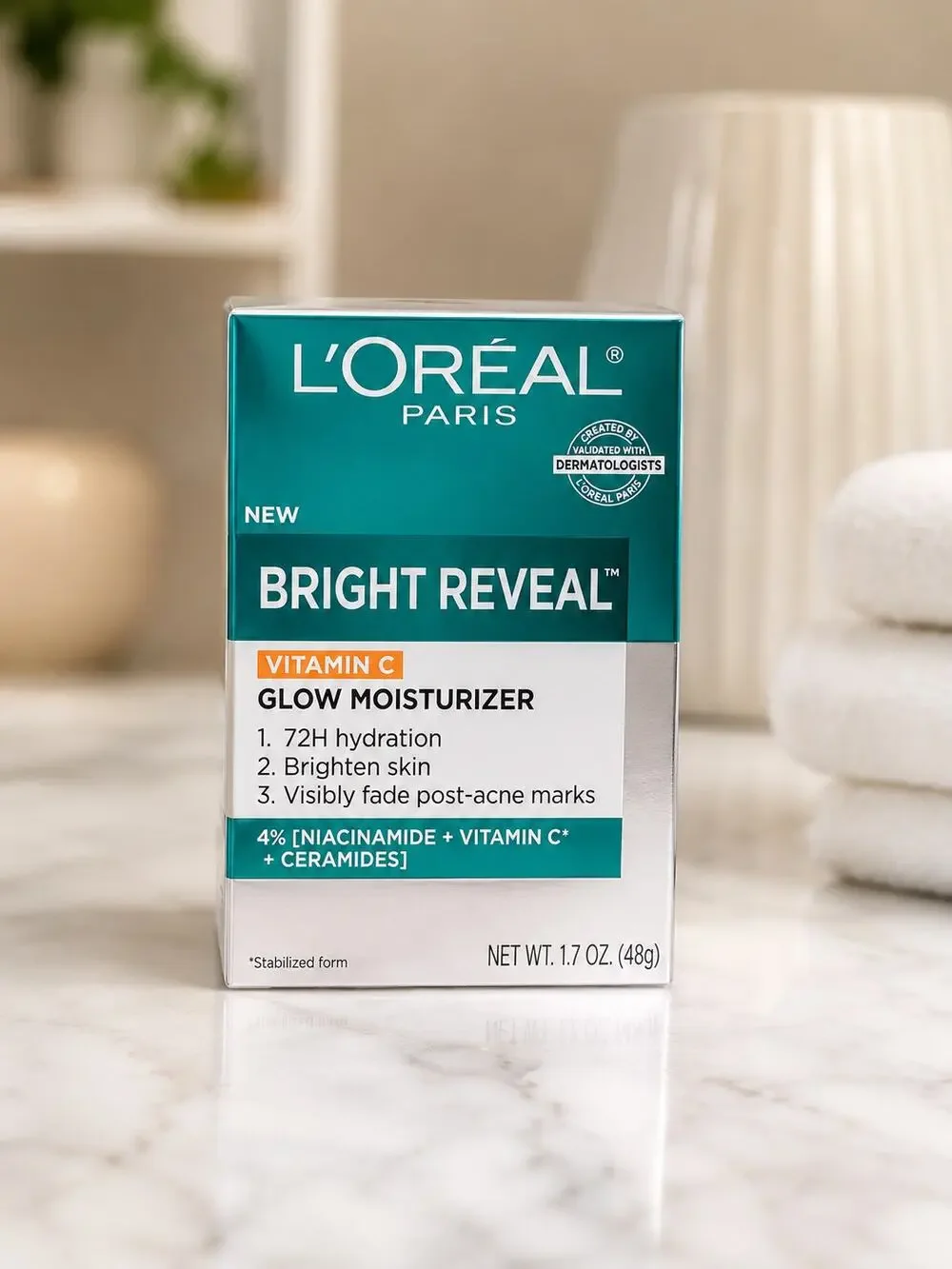 L'Oréal Paris Bright Reveal Vitamin C Glow Moisturizer 1.7 oz New Sealed